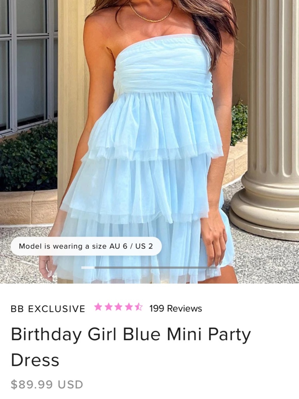 Beginning Boutique Light Blue Strapless Layered Tulle Dress